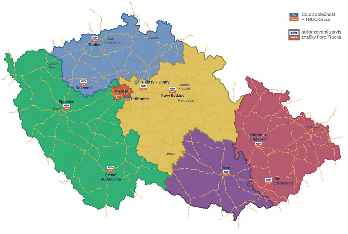 Mapa obchodních zástupců Ford Trucks
